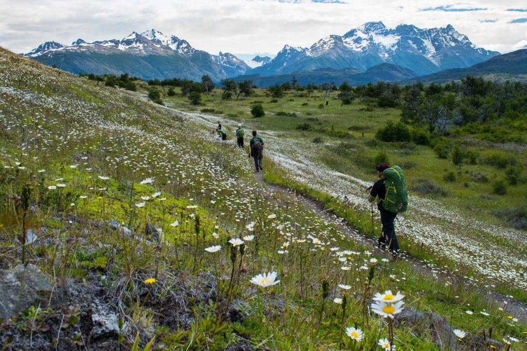 Travelers hiking Patagonian
